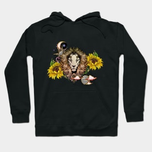 Awesome lion with flowers Hoodie